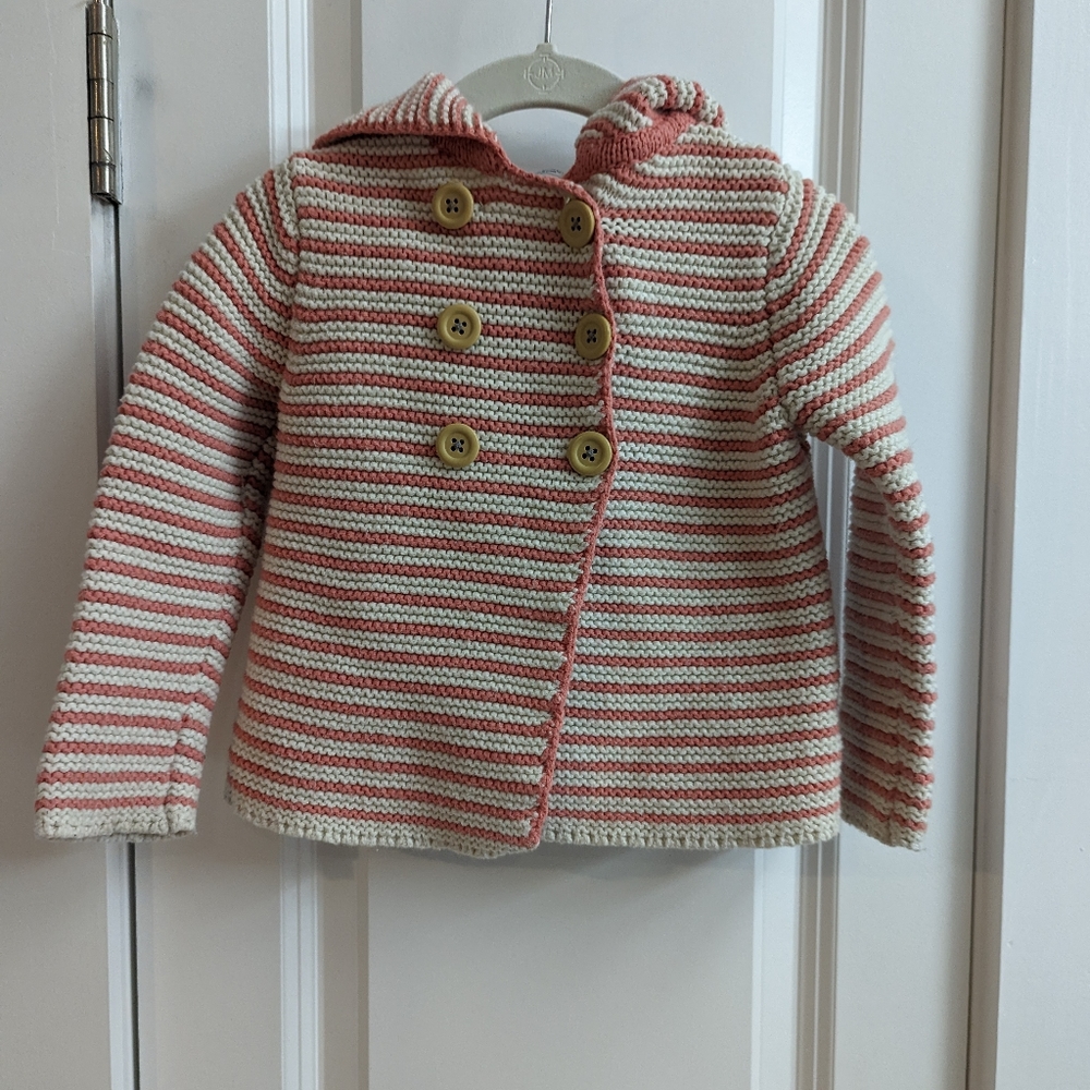 Boden striped sweater with hood 2-3 years